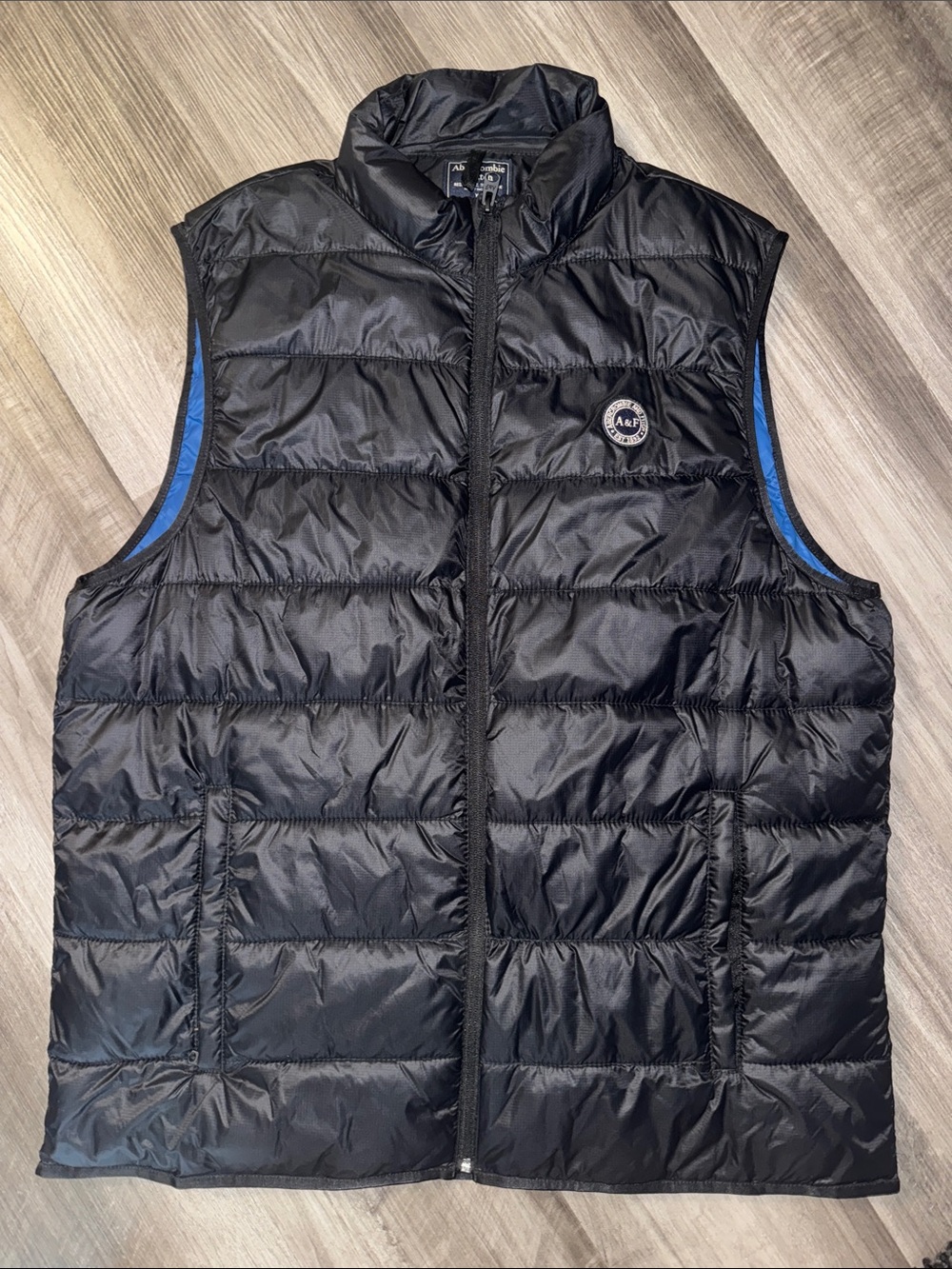 NEW Abercrombie & Fitch men’s XL puffer vest jacket black packable lightweight